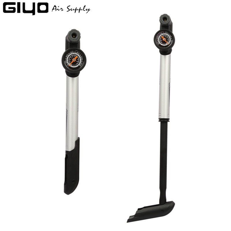 Giyo Smart Valve Cycling Mini Hand Pump Schrader Presta MTB Road Bike Clever Valve Inflator Bicycle 120psi T-handle with Gauge