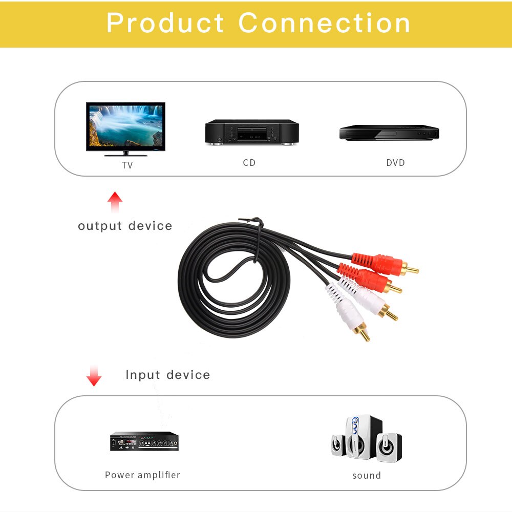 Hifi stereo par rca kabel høy ytelse premie hei-fi lyd 2 rca  til 2 rca sammenkoblingskabel dobbel rca hann til hann ledning