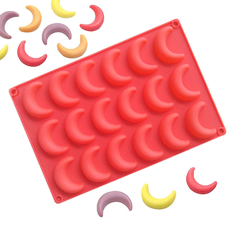 Molde de silicona de Luna para hornear, decoración de pasteles de caramelo de Chocolate, media luna, Topper de cupcakes, galleta, cubo de hielo, cera Melts, crayón, llaveros