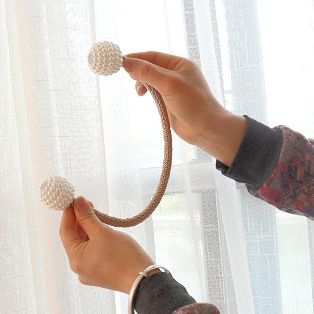 Abrazadera magnética para cortina, soporte de anillo para cortina, cuentas de perla de imitación, accesorios decorativos para el hogar