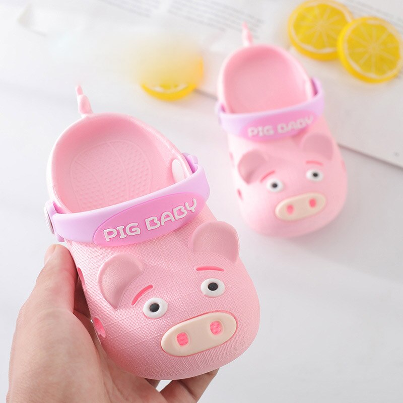 2 in 1 baby sandalen slippers cartoon varken vorm holle sandalen antislip zachte lichtgewicht kinder zomerschoenen