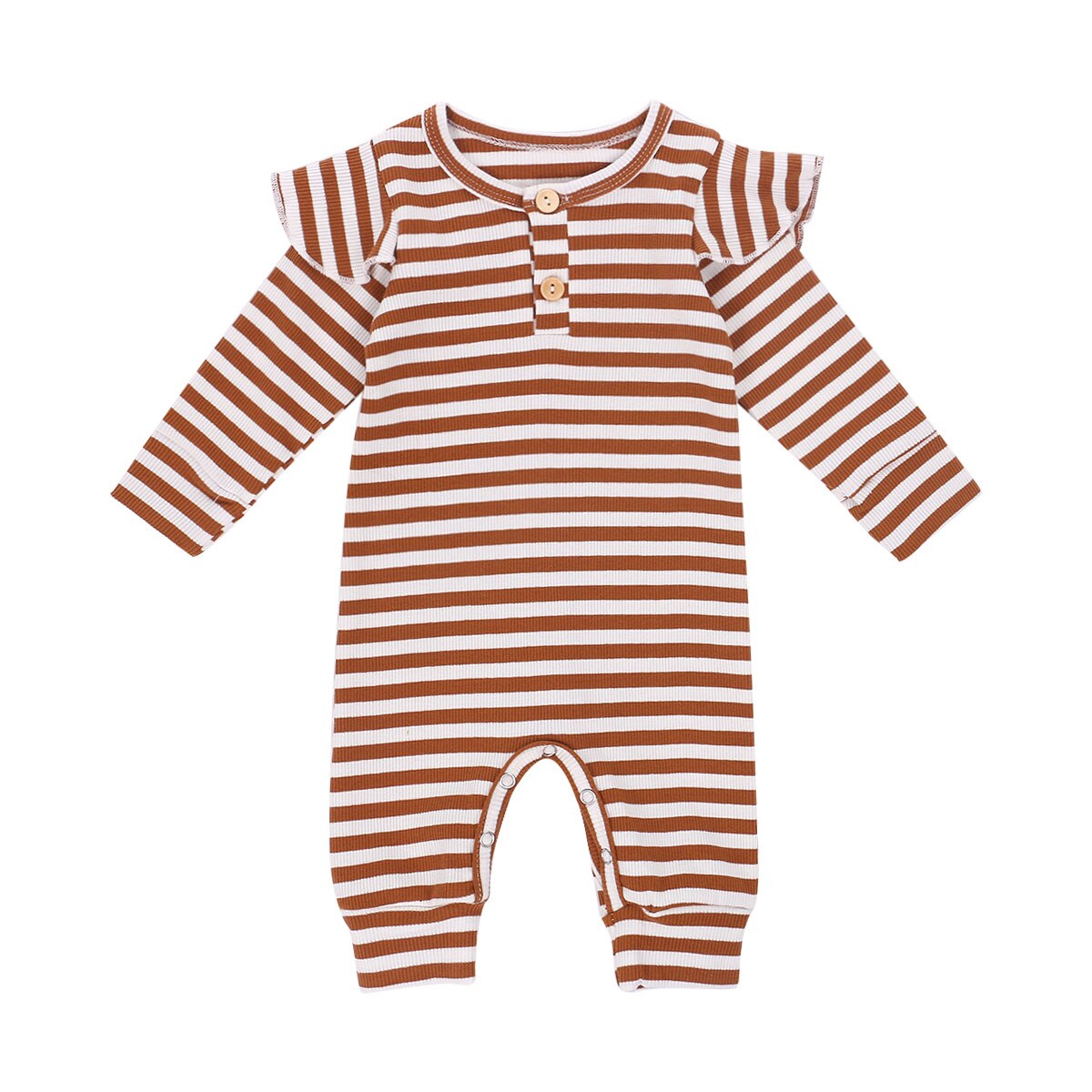Baby jongens gestreepte outfits lente ruches mouw een stuk jumpsuit herfstkleding: B / 18m