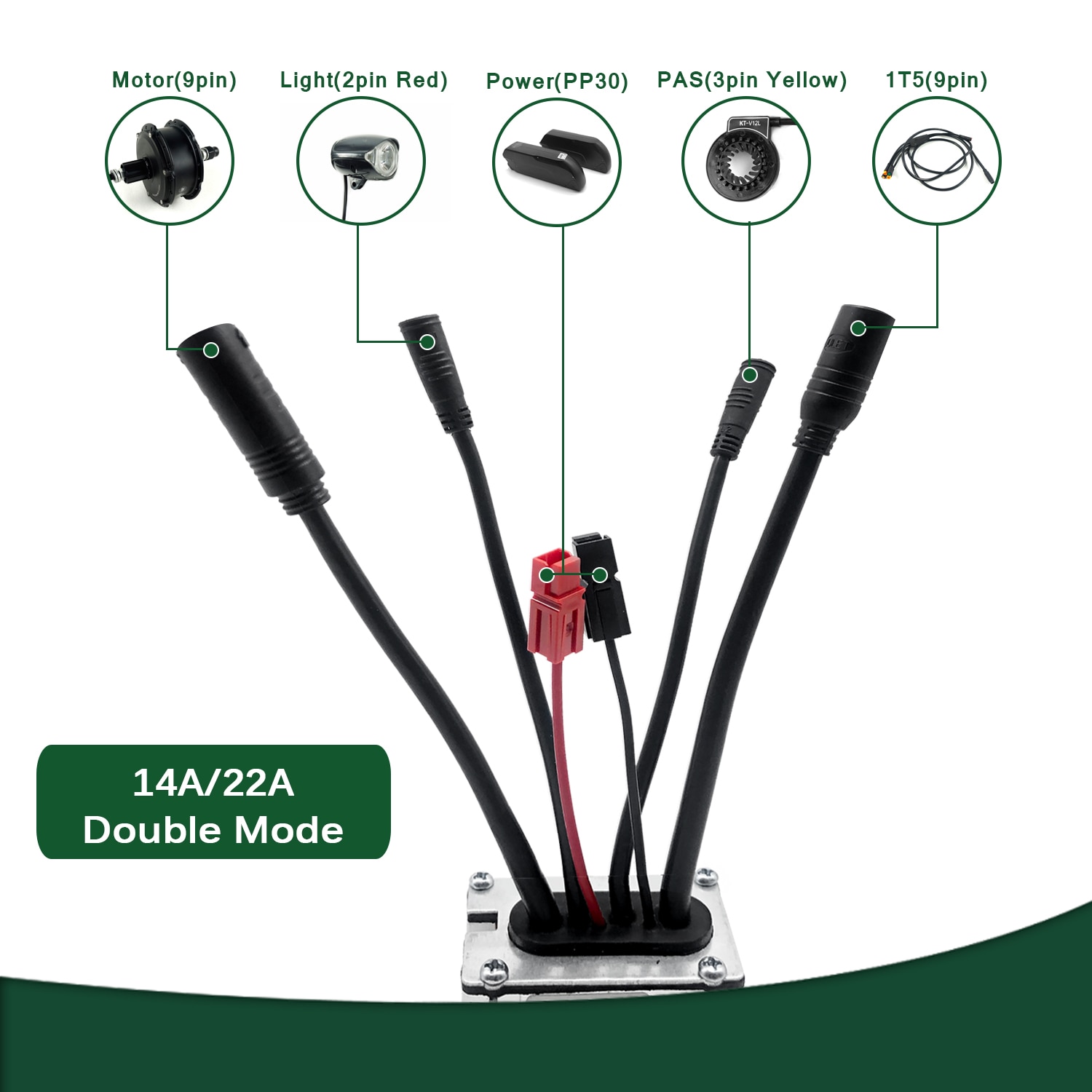 Kt Ebike Dubbele Modus Controller Kt Met Licht 36V 250W 350W 48V 500W 750W 1000W Kunteng Elektrische Fiets Lcd Led Controller