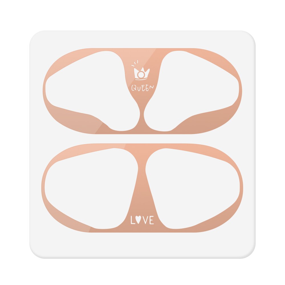 Etiqueta protectora de polvo de Metal para Airpods 2 1 pegatina protectora de piel para auriculares Airpods de Apple: Rose-02