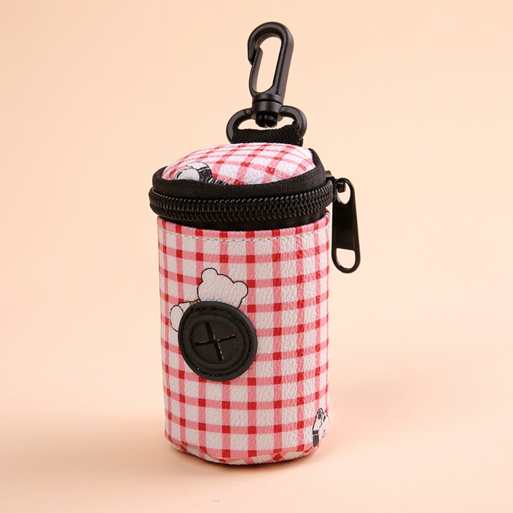 Dispensador de bolsas para excrementos de perro, accesorio portátil para caminar, soporte para bolsas de residuos, organizador de bolsas de basura con cremallera, suministros para mascotas: Marrón oscuro