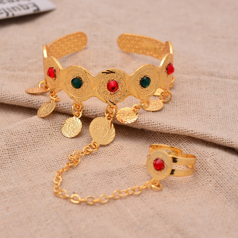 Wando arabische ethiopische dubai munt armbanden voor baby's met ringen voor meisjes kinderen goudkleurige mooie armband armbanden munt sieraden