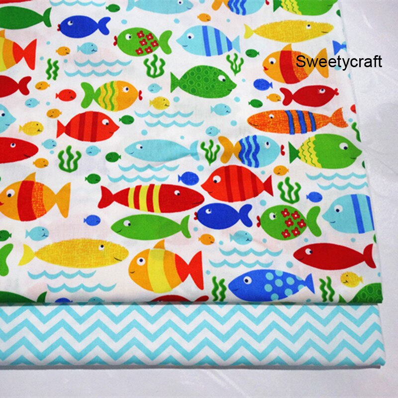 160*100Cm Katoen Stof Cartoon Vis Gedrukt Twill Quilten Patchwork Tecido Fat Quarters Doek Voor Diy Naaien Jurk bed Pop