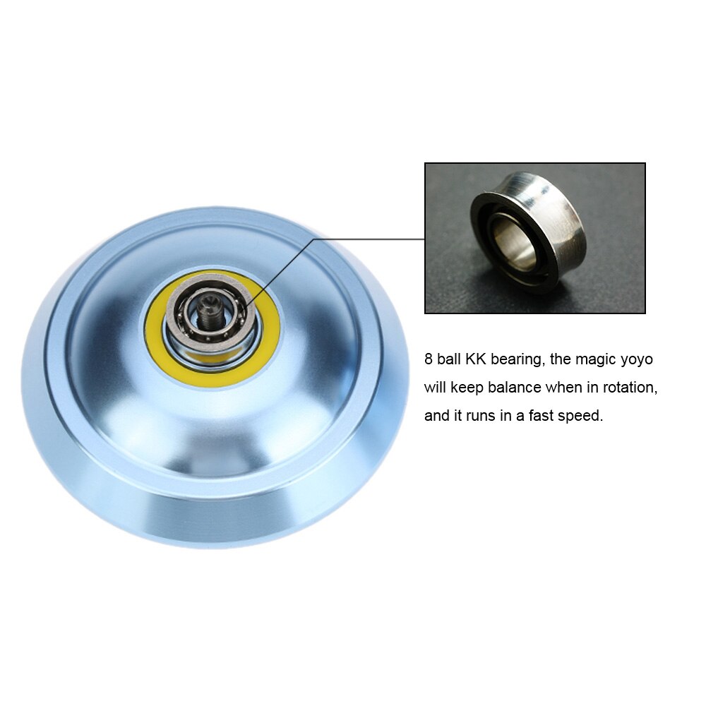 Magic Yoyo 2 Colors T8 Aluminum Alloy Metal Yoyo 8 Ball KK Bearing with String Kids Toys Yoyo Lake Blue &amp; Gold