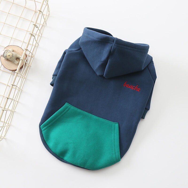 HSWLL stylish dog sweater in autumn Simple pure dog costume French bulldog pet clothes: Blue / S