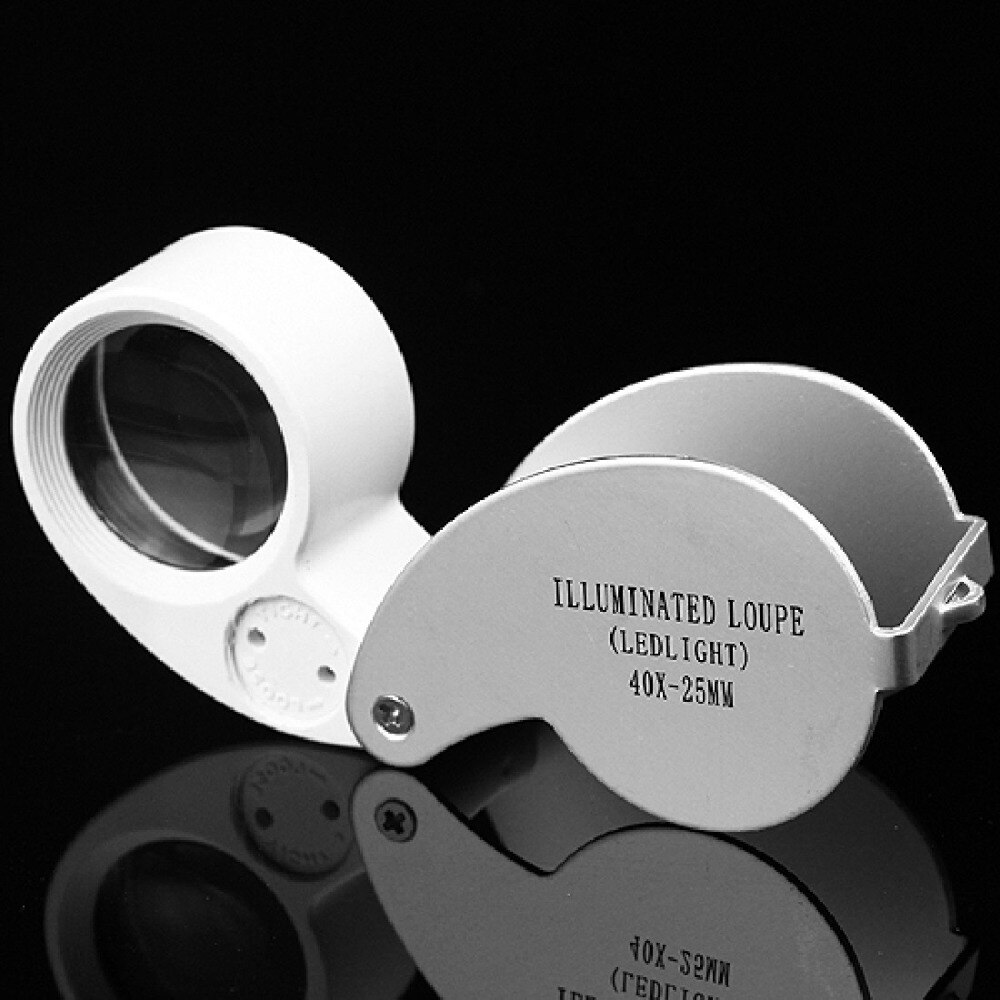 Magnifier Illuminated LED Light Jeweler Loupe Folding Magnifier 40x25mm 40X Retractable Magnifying