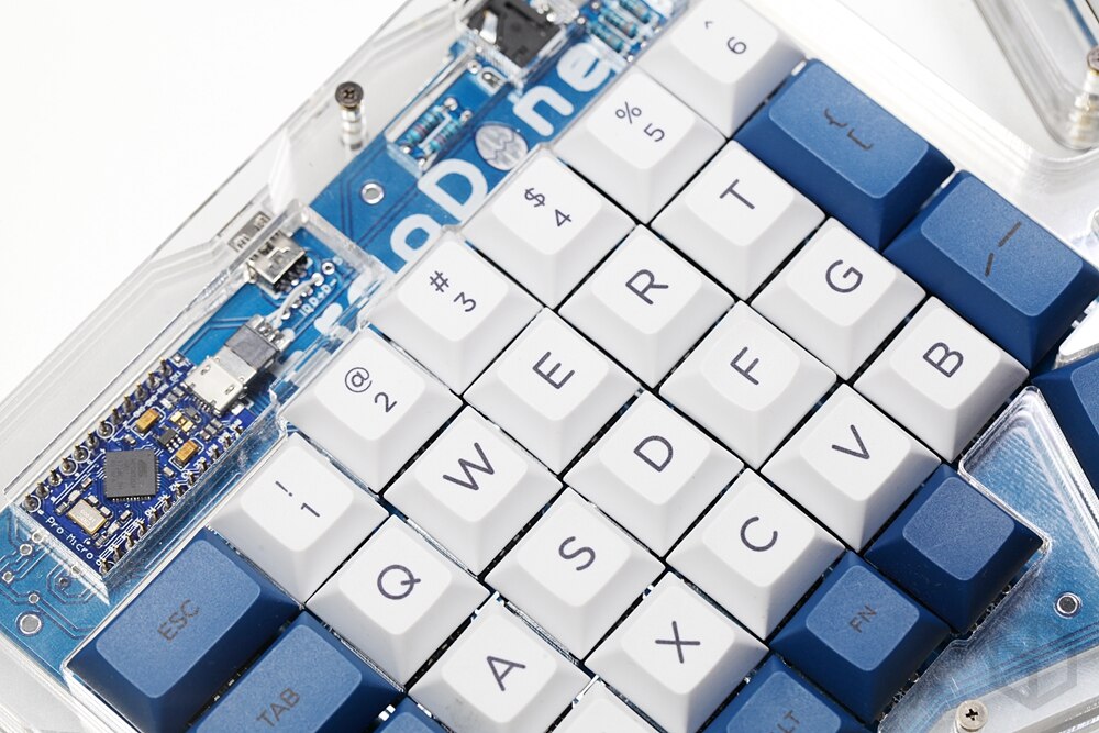 Dsa ergodox-teclas pbt para teclados mecánicos personalizados, teclas ergonómicas para teclados Infinity ErgoDox, color blanco y azul