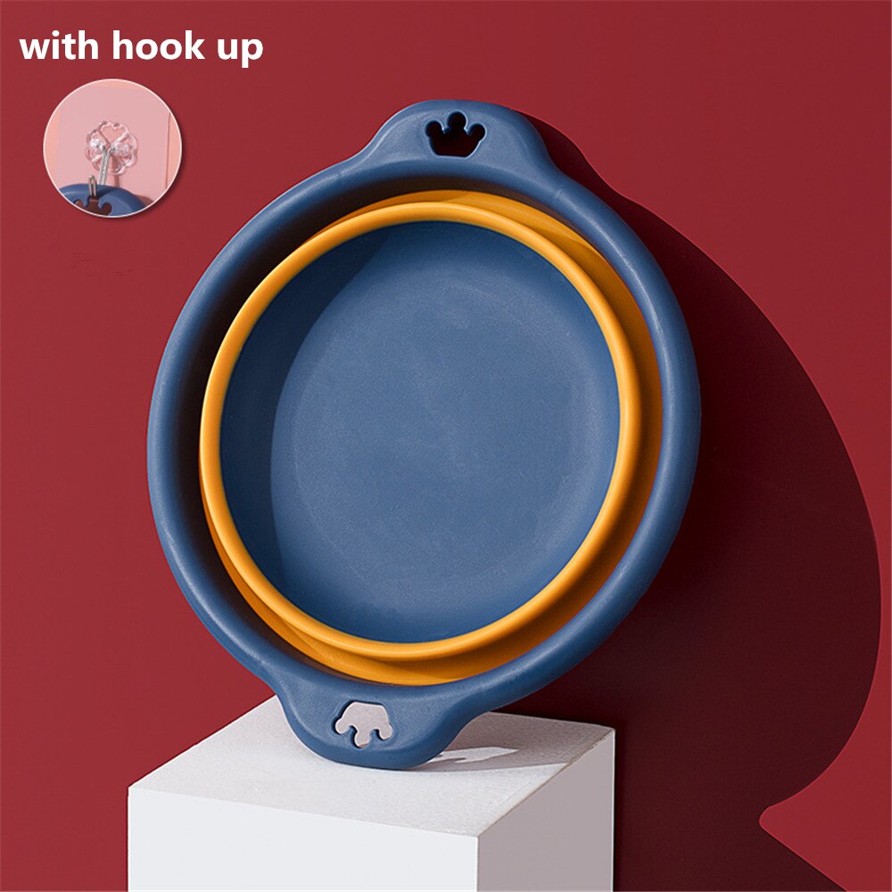 Multi-purpose Folding Wash Basin Portable Hanging Foldable Dish Travel Camping Picnic Cleaning Tools Bathroom Kitchen Basins: Blue L