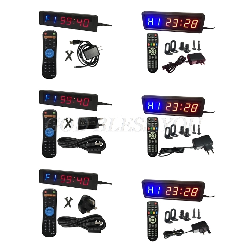 Cronometro Timer da palestra con telecomando per allenamento Fitness in palestra orologio Timer a intervallo ideale con staffe per montaggio a parete trasporto di goccia