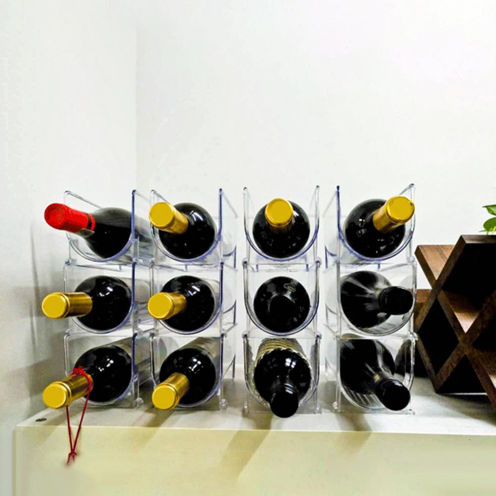 Weinregal-Halfter, Acryl, transparent, Weinregal, Aufbewahrungsorganisator, stapelbar, Bierhalter, Kühlschrank, stehende Flasche, Weinregal