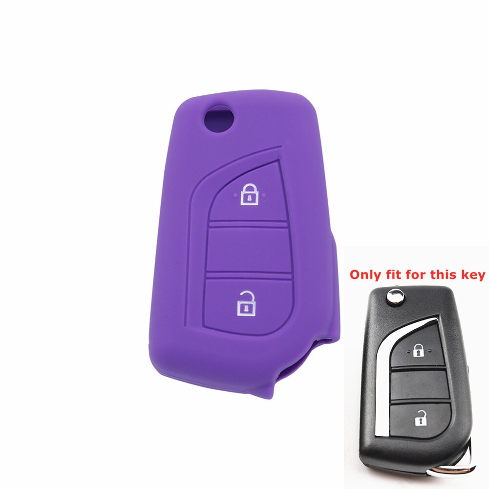 Silikone bil nøgle cover fjernbetjening nøgle skal holder til toyota yaris highlander camry rav 4 aygo til peugeot 108 til citroen  c1: Lilla
