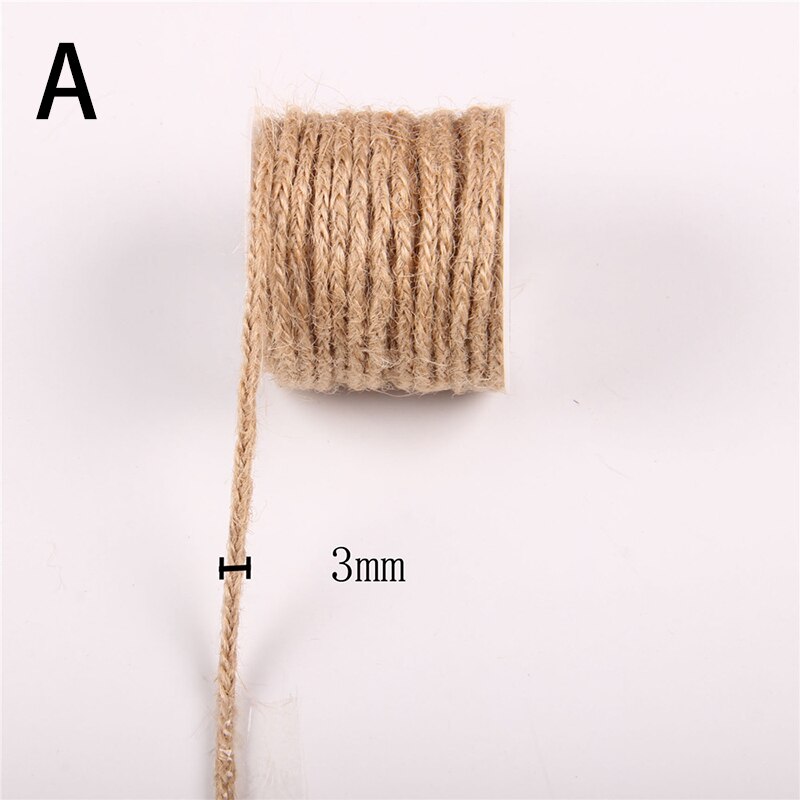 Corde de ficelle en toile de Jute hessienne, 5M, en toile de Jute naturelle, pour emballage , fournitures décoratives Vintage pour fête de mariage: A