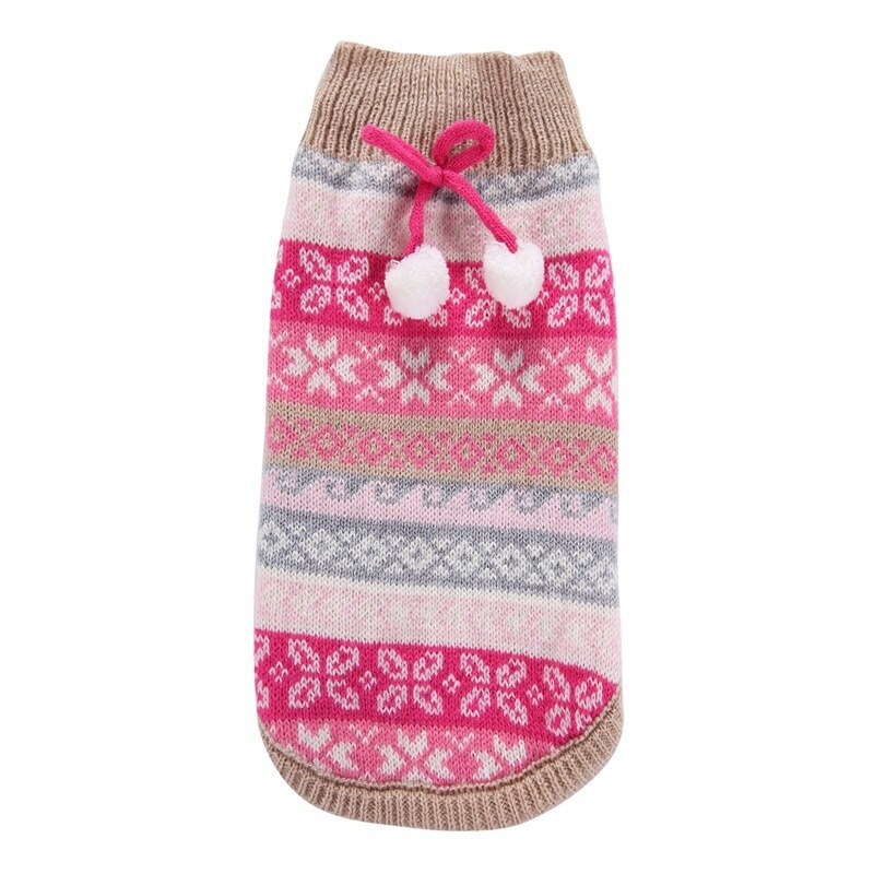 Autumn/winter Wool Pet Dog Sweaters Cute Christmas Flower Pattern Knitting Pet Sweater for Medium and Big Dog Pet Clothes: Pink / L