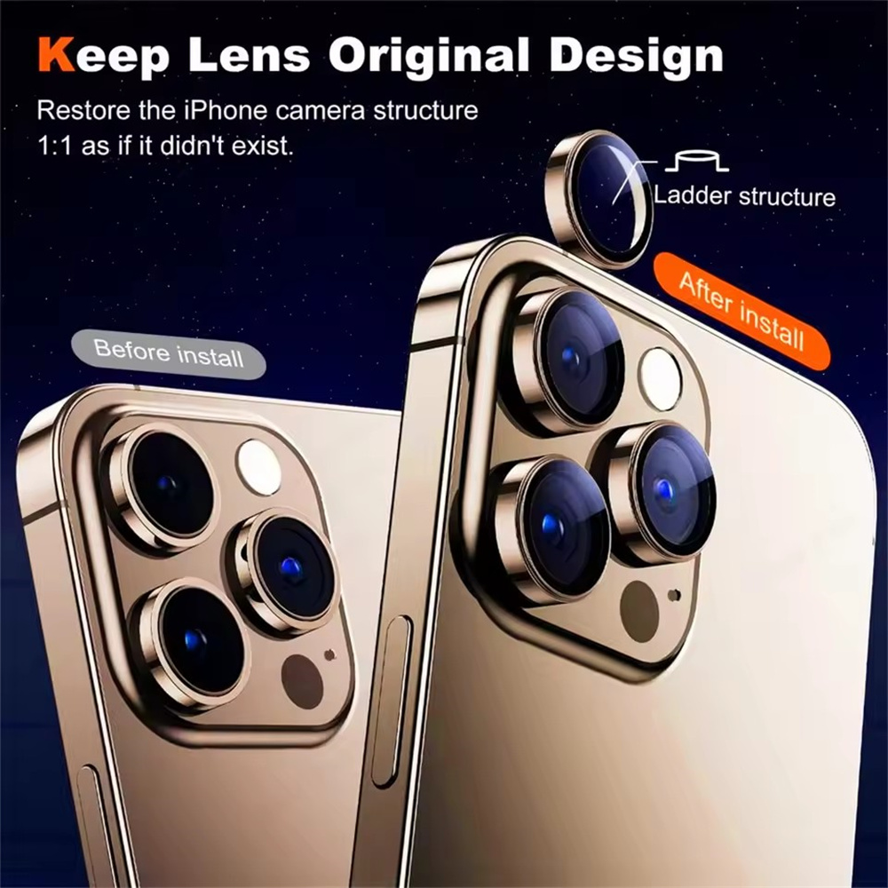 Protector de lente de cámara para iPhone 16 15 Pro Max, anillo de Metal, cubierta completa, película de lente de cámara para iPhone 16 15 Pro, accesorios para teléfono