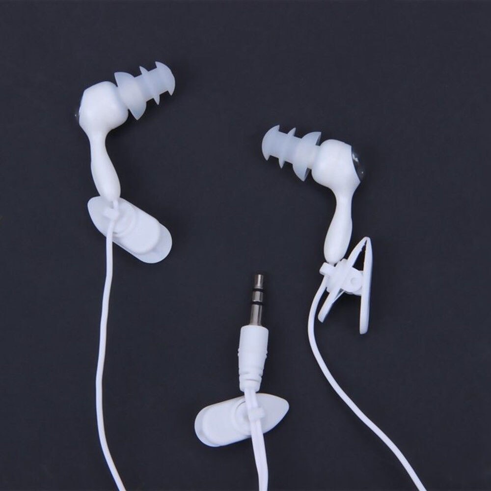IPX8 Waterproof Earphones MP3 Headphone 3.5mm Jack Swimming Diving Wired Earphone Headset For Mobile Phone MP3 Player: WHITE