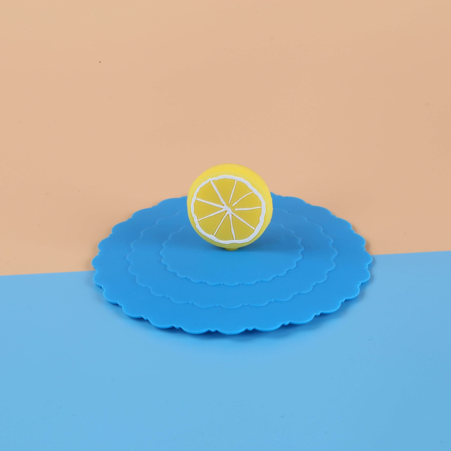 10CM Cute Cartoon Silicone Cup Cover Heat-resistant Leakproof Sealed Lids Tea Coffee Mugs Dustproof Suction Cap Home Supplies: Blue