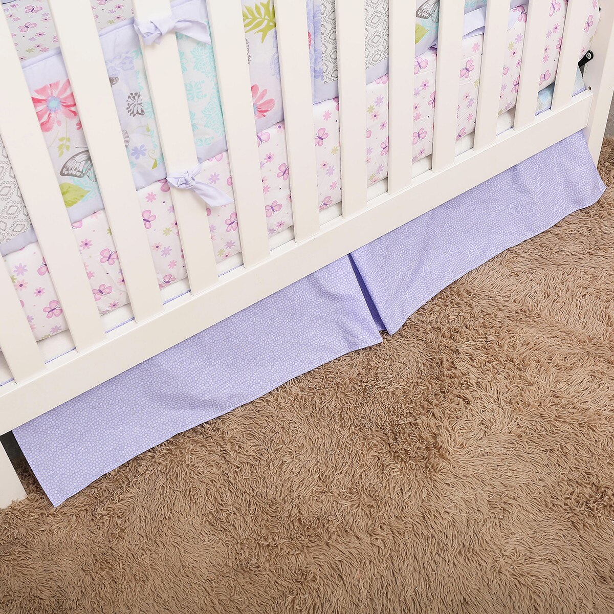 3 pièces violet 100% coton bébé pépinière literie lit bébé ensemble de literie bébé décor, drap housse, couette de berceau, volants de poussière