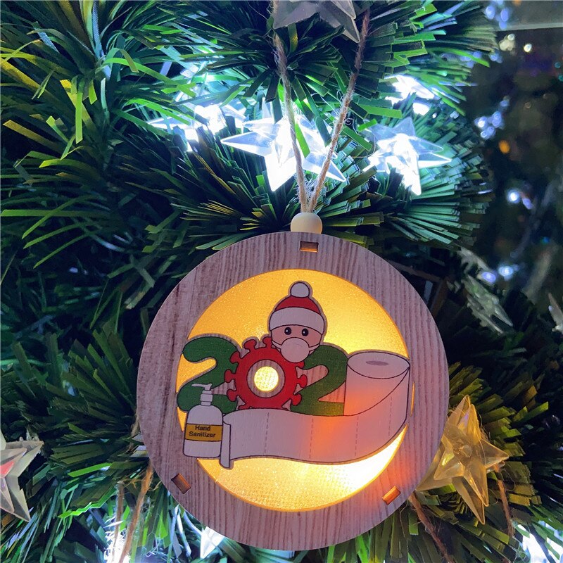 Adornos navideños luminosos, luz Led de madera, decoración colgante de adorno colgante de árbol de Navidad para miembros de la familia: 1