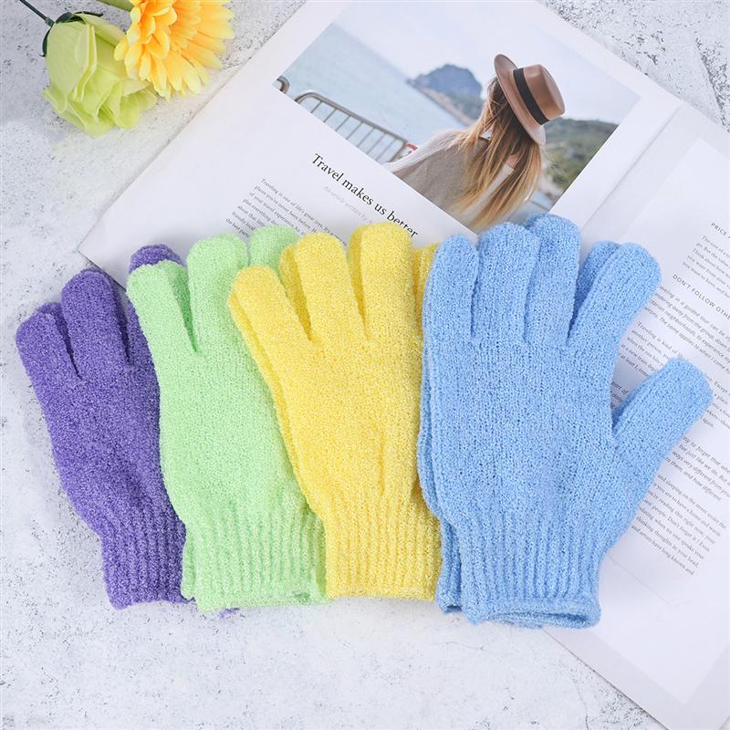 4 paires douche exfoliant bain gants Nylon douche gants corps gommage exfoliant (couleur aléatoire)