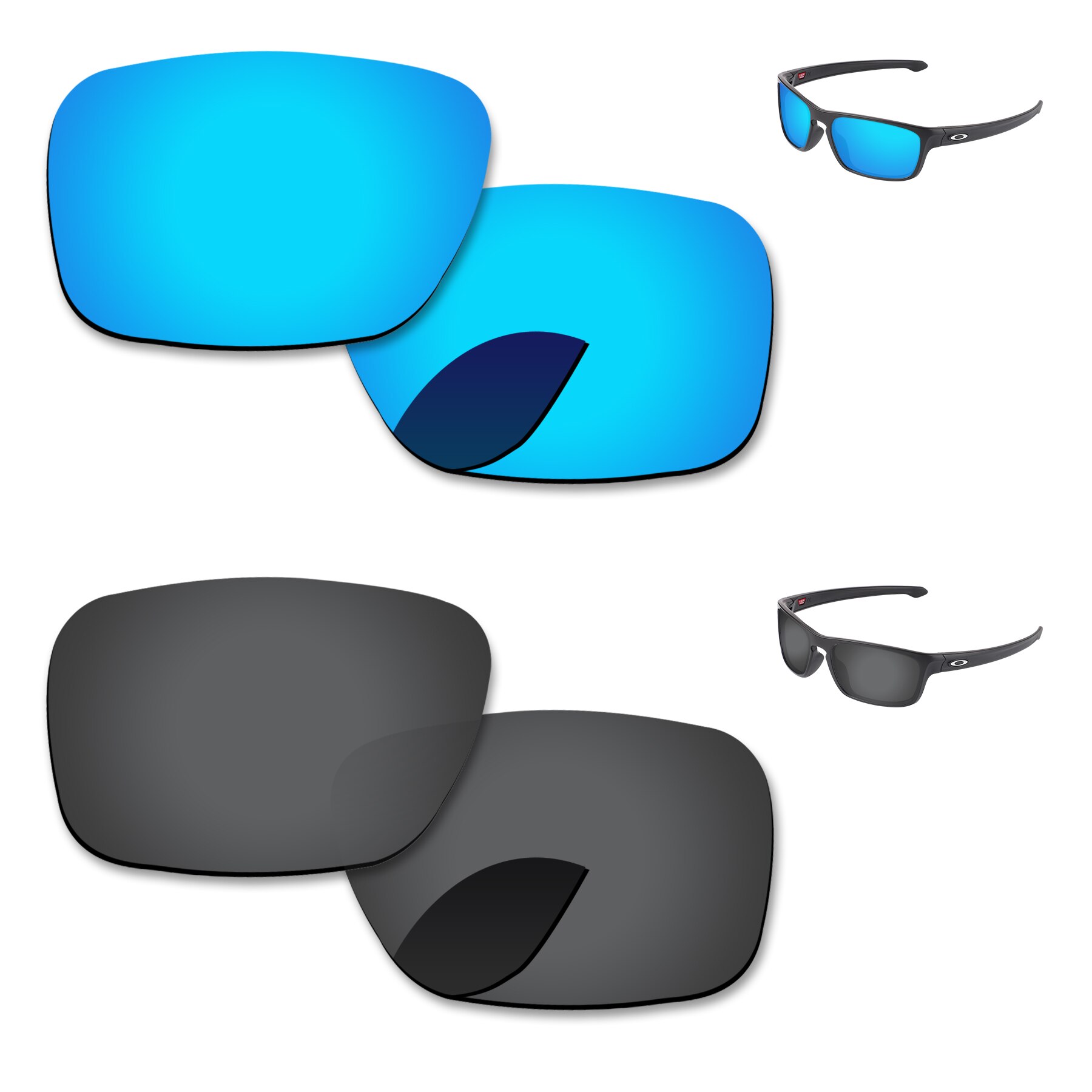 Alphax Ersatz Linsen für-Oakley Splitter Stealth OO9408 Sonnenbrille Polarisierte-Mehrere Optionen: 2 Pairs-Black-Blue