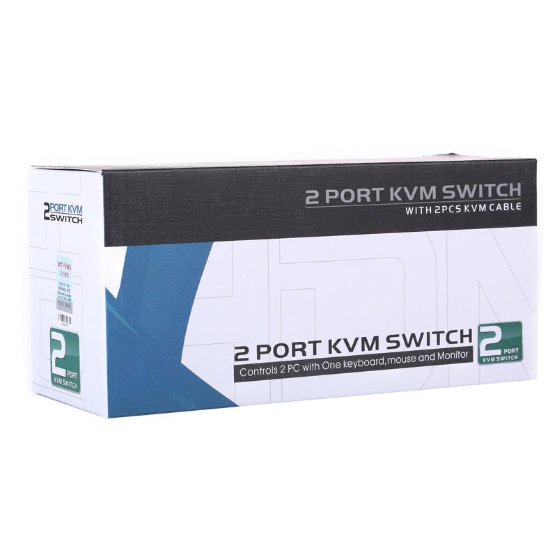 2 Port VGA KVM Switch USB Mouse Keyboard Console Manual Button Press Select With Original Cable High Resolution 260kL