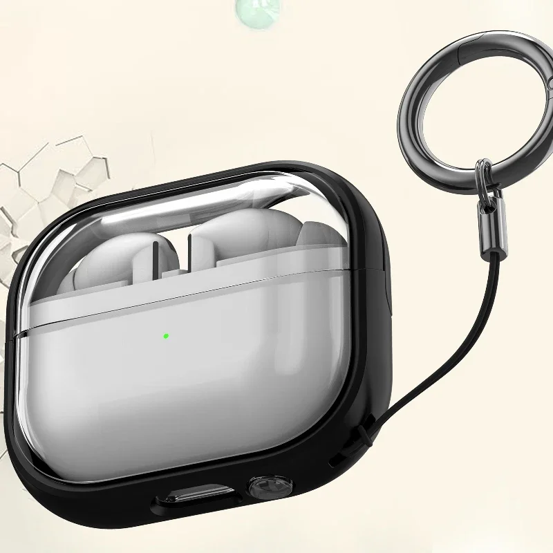 Luxe transparante standaard hoofdtelefoonhoes voor Samsung Galaxy Buds 3 Pro Bluetooth-oordopjes Oplaaddoos Sleutelhanger oortelefoonhoes