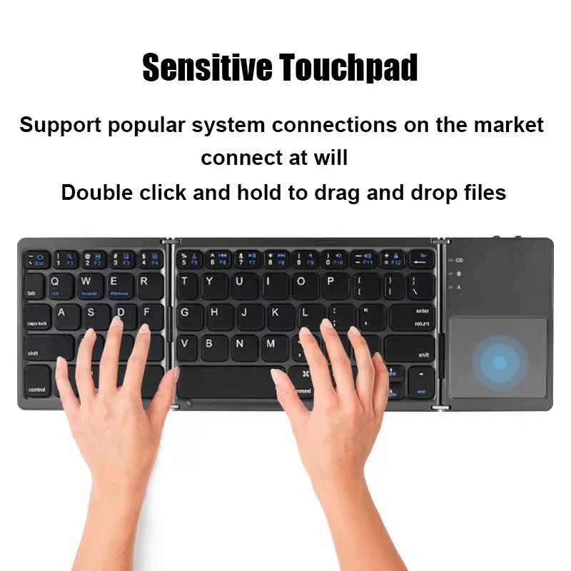 Draadloos opvouwbaar toetsenbord Bluetooth-toetsenbord met touchpad voor Windows Android IOS-telefoon Multifunctioneel minitoetsenbord met knop