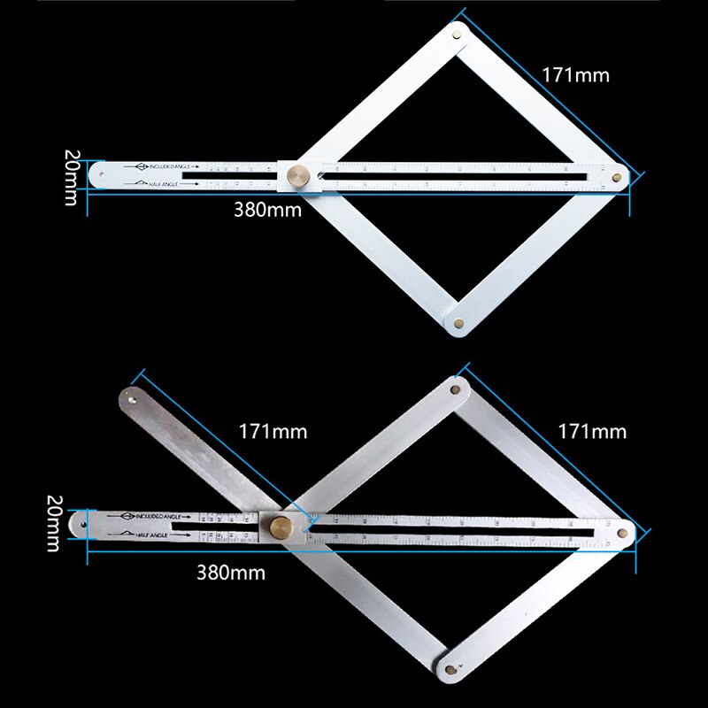 Diagonal Ruler Multifunctional Aluminum Alloy Thicken Adjustable High Precision Measurement Diagonal Ruler-30
