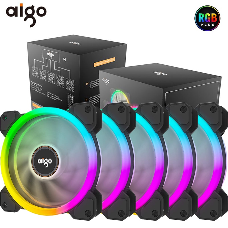 Aigo DR12 Pc Case Fan Adjust RGB Cooling Fan 120mm Quiet IR Remote Computer Cooler Cooling RGB Case Fan CPU Ventilador PC 12V
