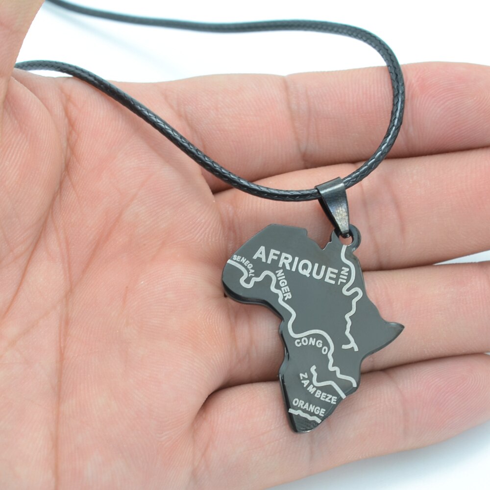 Anniyo Balck Kaart Van Afrika Hanger Touwen Afrikaanse Kaarten Sieraden Kettingen Nigeria, Zuid-afrika, Soedan, ethiopische Afrique #003721H