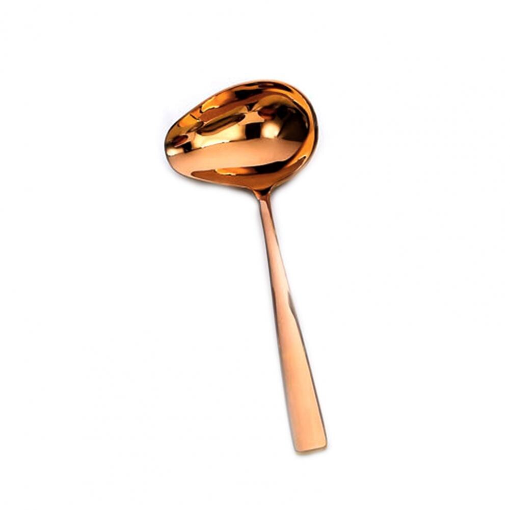 Cuchara para goteo de salsa, bote seguro de borde suave, cucharón de sopa, utensilios de cocina de acero inoxidable, cuchara para sopa: Rose Gold