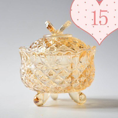 Retro Colorful Crystal Glass Jar With Cover Candle Holders Candy Bar Candlestick Velas Pot Candle Making Supplies Wax Container: (amber yellow) 15