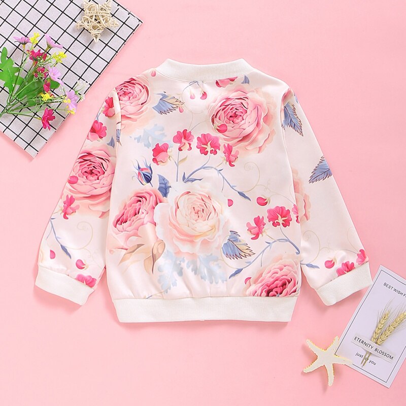 Cappotto per bambina primavera autunno cappotto con cerniera floreale principessa abbigliamento per bambini camicetta a maniche lunghe cappotto di fiori di alta moda