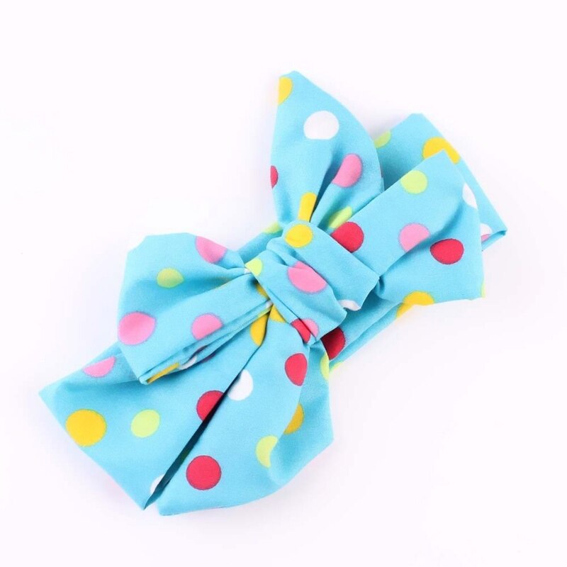 Charm Baby Haar Zubehör Bowknot Dot Drucken Bunte Baumwolle Hairband Stirnband Headwear 7 Stil: Blau