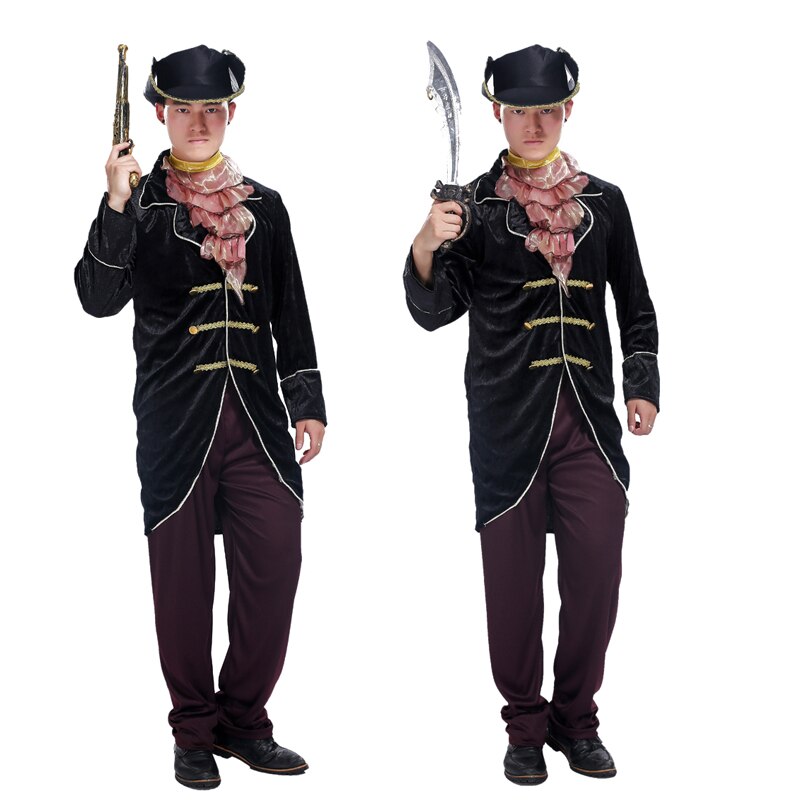 Traje de Cosplay de lujo para Halloween, disfraz de pirata, disfraz de adulto, hombre, Piratas del Caribe, Capitán Jack, disfraces de Sparrow