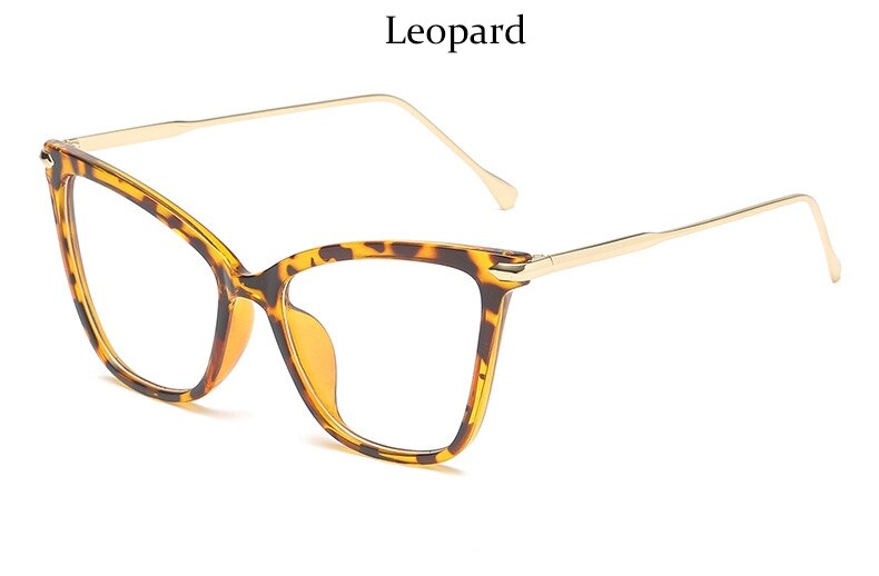 Montura de gafas para mujer, lentes ópticas transparentes de ojo de gato, montura de Metal, a la , montura de gafas negras,: Leopard