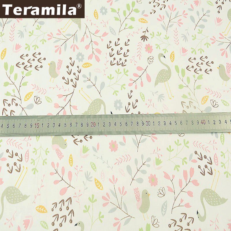 Teramila 100% Telas de Tecido Roupas DIY Material de Sarja de Algodão Tecido Rosa Tema Folhas e Animais Dos Desenhos Animados Estilo Scrapbooking