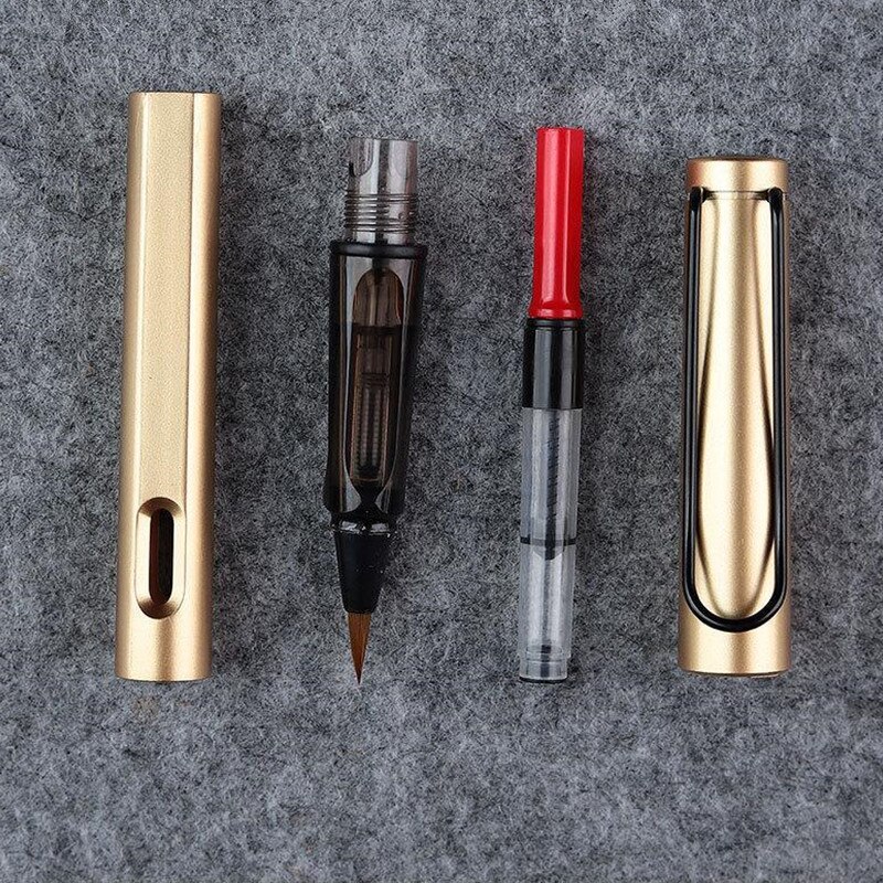 8 Colors Set Metal Calligraphy Pen Soft Hair Absorbent Writing Brush Watercolor Painting Tool School Office Supply Stationery