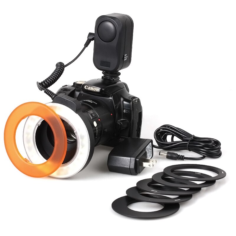 W48 LED Macro anillo luz de Flash para Canon 60D 7D 6D 5D Mark II 5D3 70D 600D 650D 550D... para Nikon D800 D600 D7100 D5100 D5200 D90