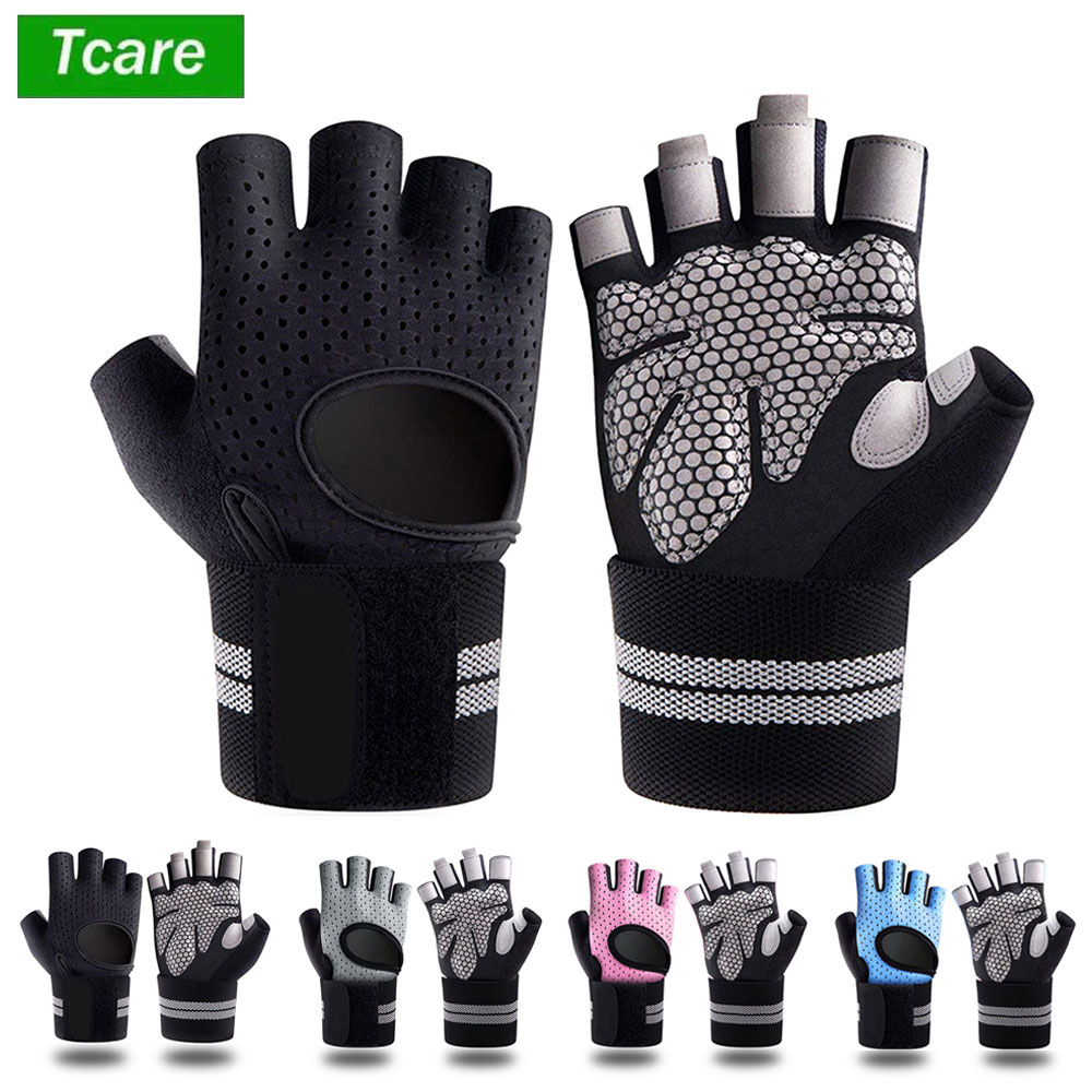 Guantes antideslizantes con mancuernas para hombre y mujer, Protector de muñeca para levantamiento de pesas, Crossfit, culturismo, entrenamiento deportivo, gimnasio, 1 par
