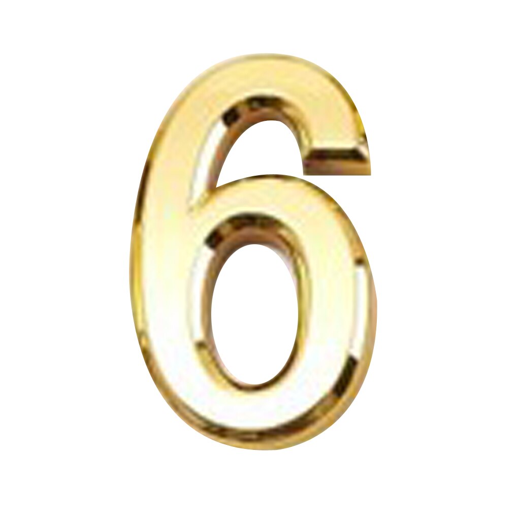 Zelfklevende moderne 3d huis hoteldeur numeriek cijfer 6 plaat goud