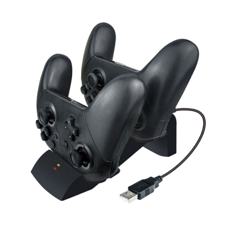 Estación de carga portátil, Joystick rápido, cargador de doble base, controlador de soporte con indicador LED para Switch Pro