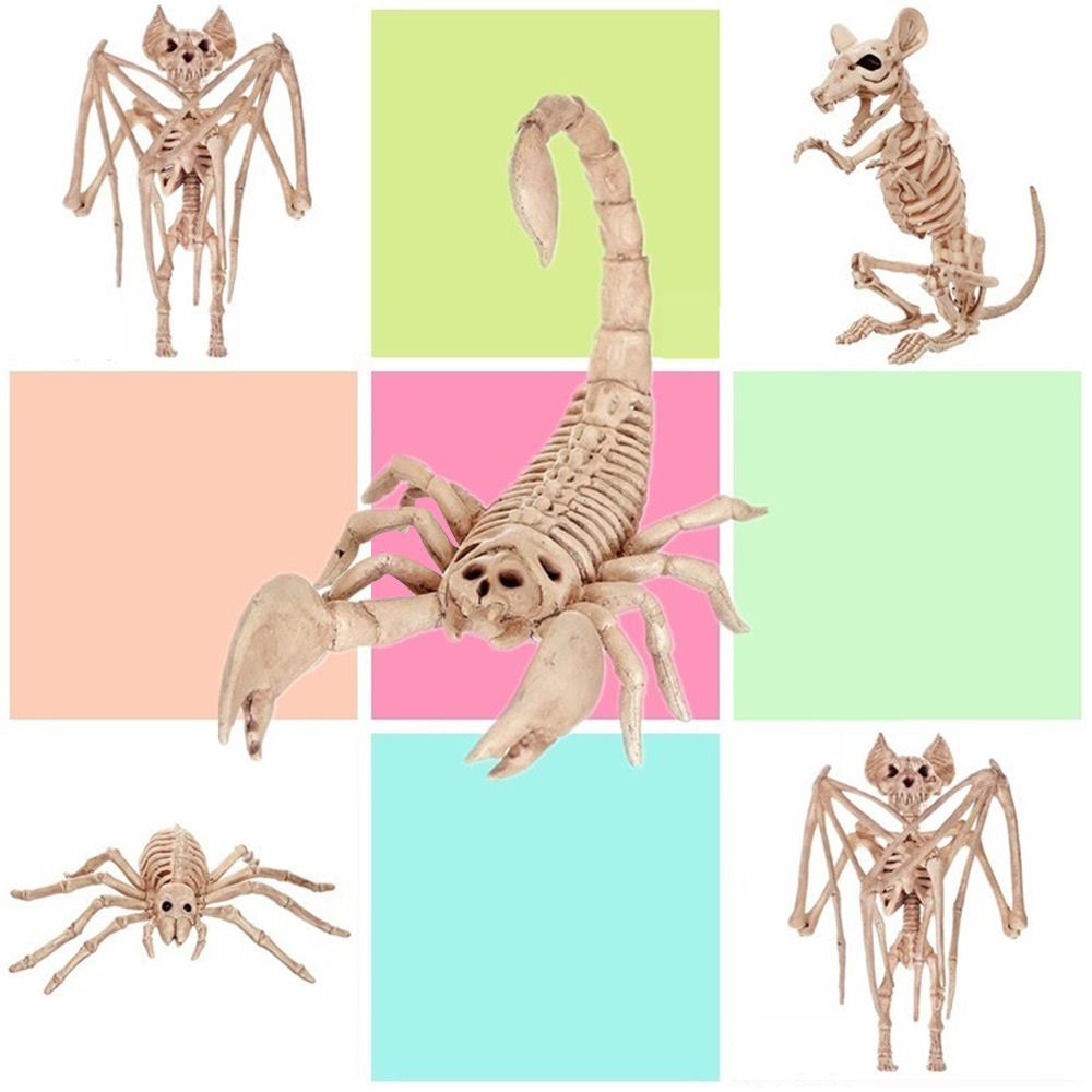 Esqueleto de escorpión movible para Halloween, esqueleto de Animal movible, mesa para ratón de murciélago de plástico, decoración de , juguetes de araña