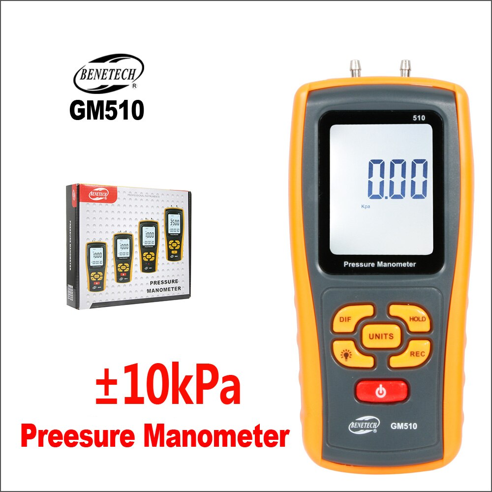 BENETECH Pressure Gauge Manometer Pressure Differential Tester Handheld Digital Manometer Pressure Manometer GM510 GM511: GM510