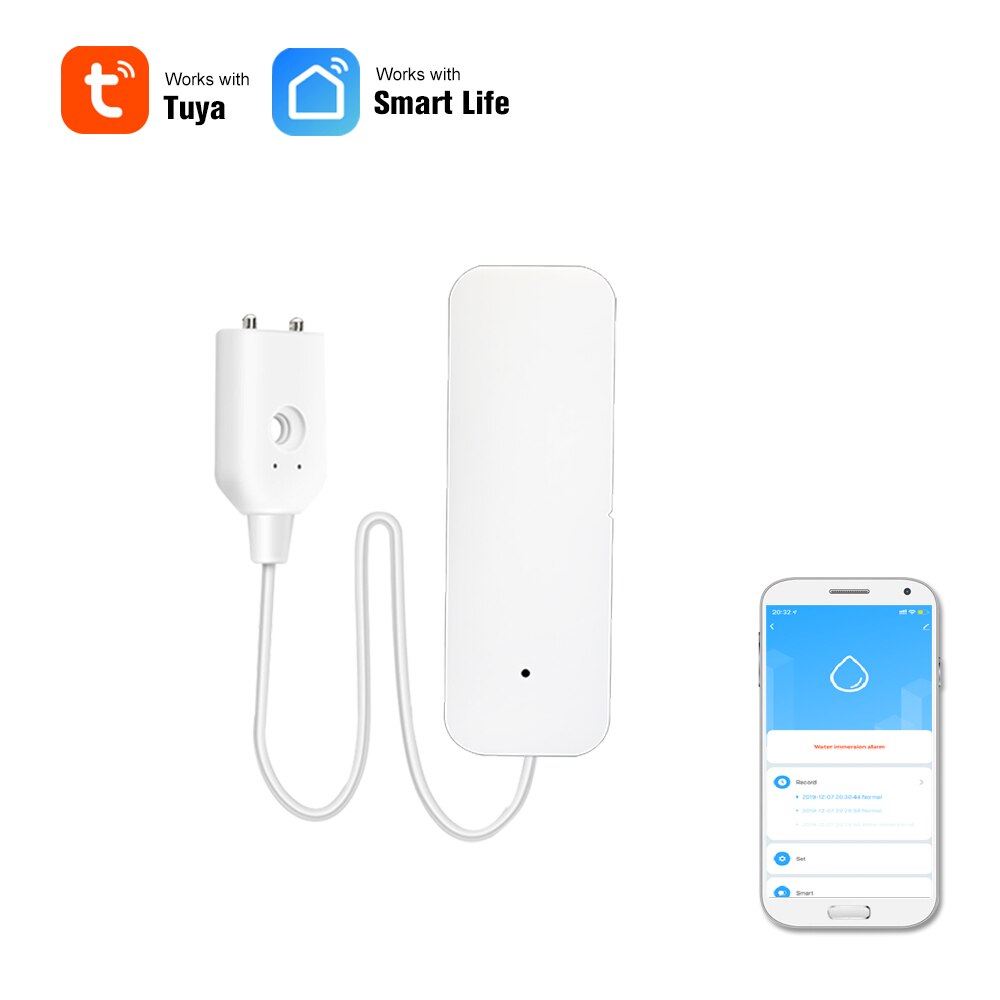 WIFI Water Leak Sensor Water Leakage Intrusion Detector Alert Water Level Overflow Alarm Tuya Smart Life App Remote Control