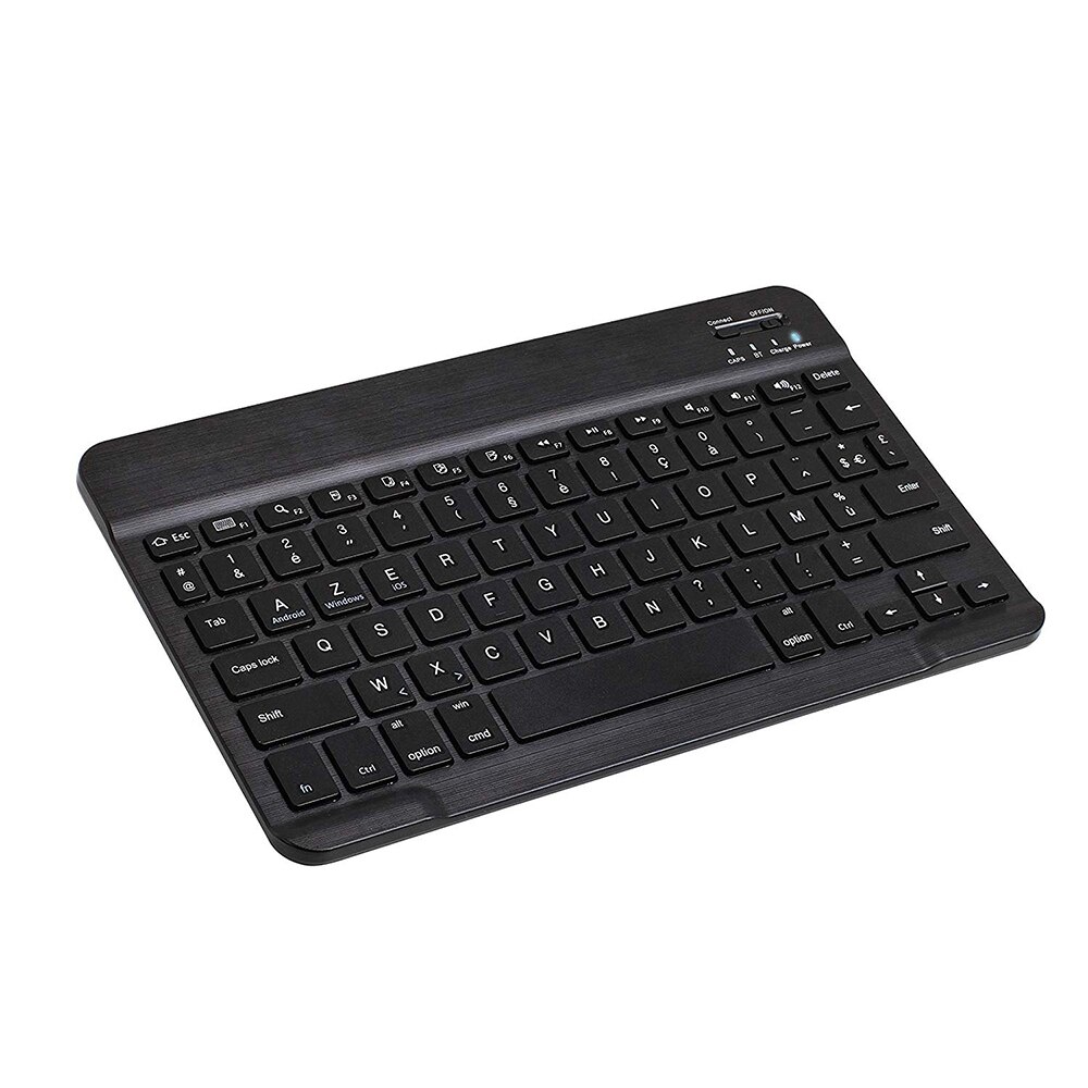 Zienstar 10inch Azerty French Aluminum Wireless Keyboard Bluetooth for Apple IOS Android Tablet Windows PC ,Lithium Battery